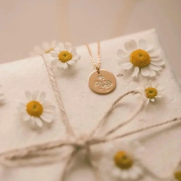 April Daisy Bohemian Birth Flower Charm Necklace - Picture 10 of 10